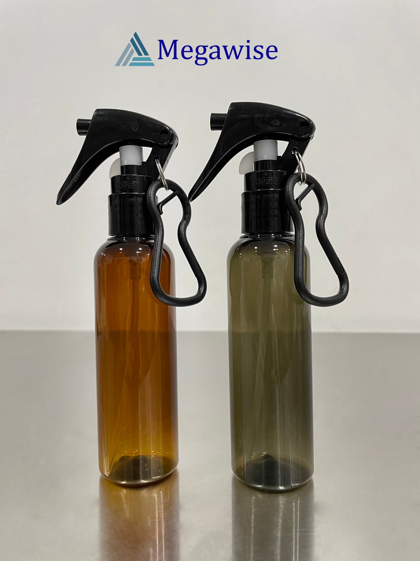 100ml Amber/Black Alcohol Trigger Plastic Spray with Carabiner