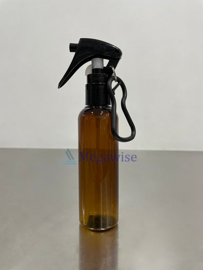 100ml Amber/Black Alcohol Trigger Plastic Spray with Carabiner