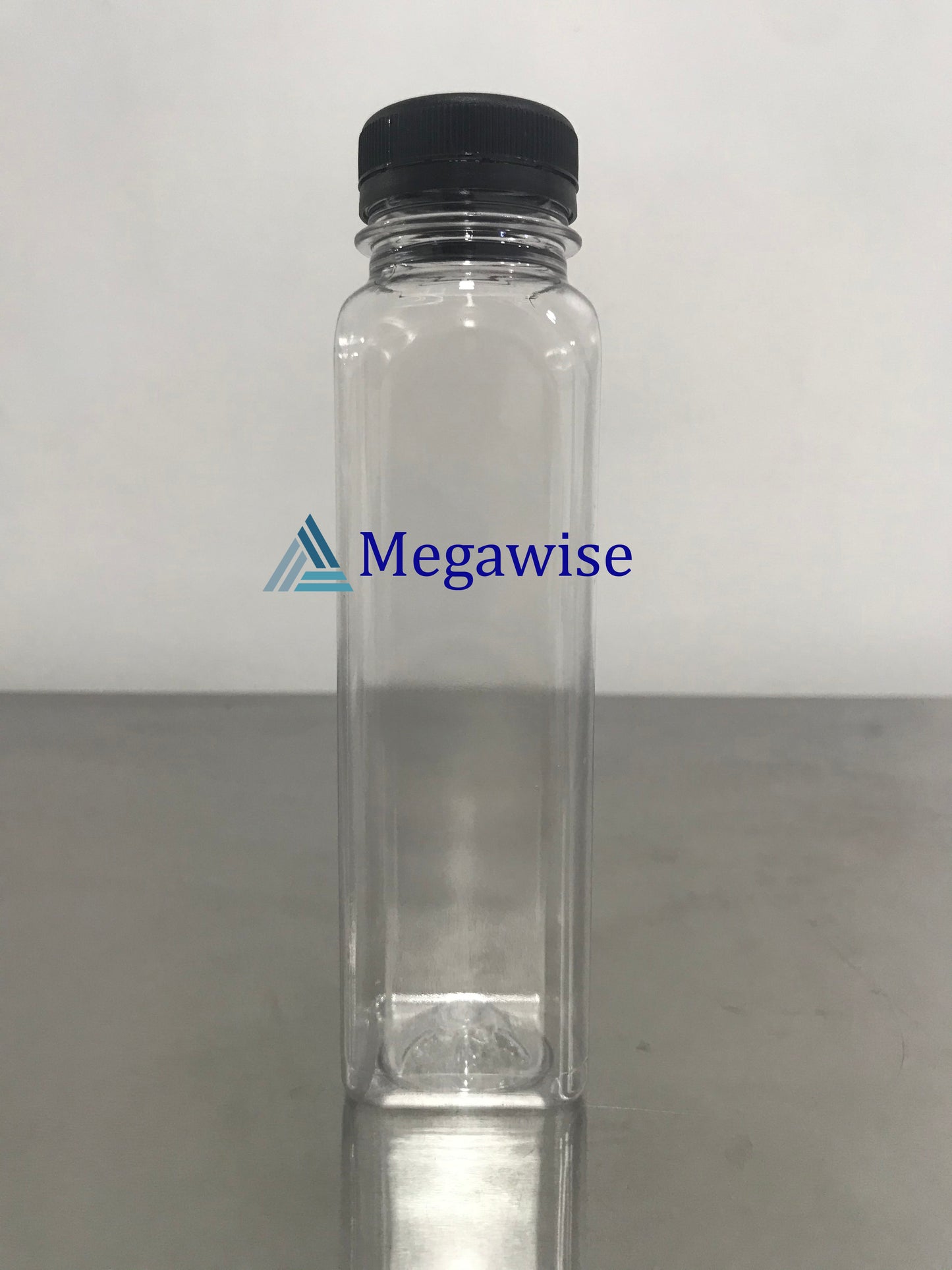 300ml Square PET Bottle with 38mm Black Cap (Food Grade)