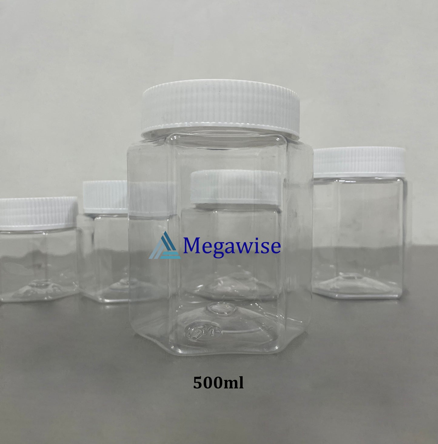 Hexagon Plastic Jar with White Cap (Food Grade)