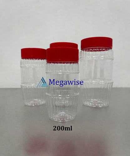 Crystal Plastic Jar with Red Cap (Food Grade)